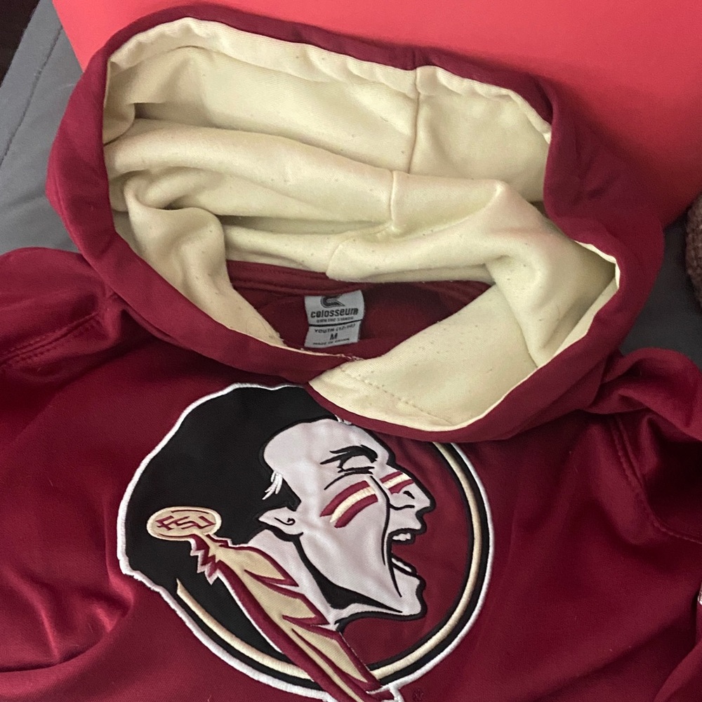 Youth Medium (12-14) Colosseum Maroon & Cream FSU Pullover Hoodie